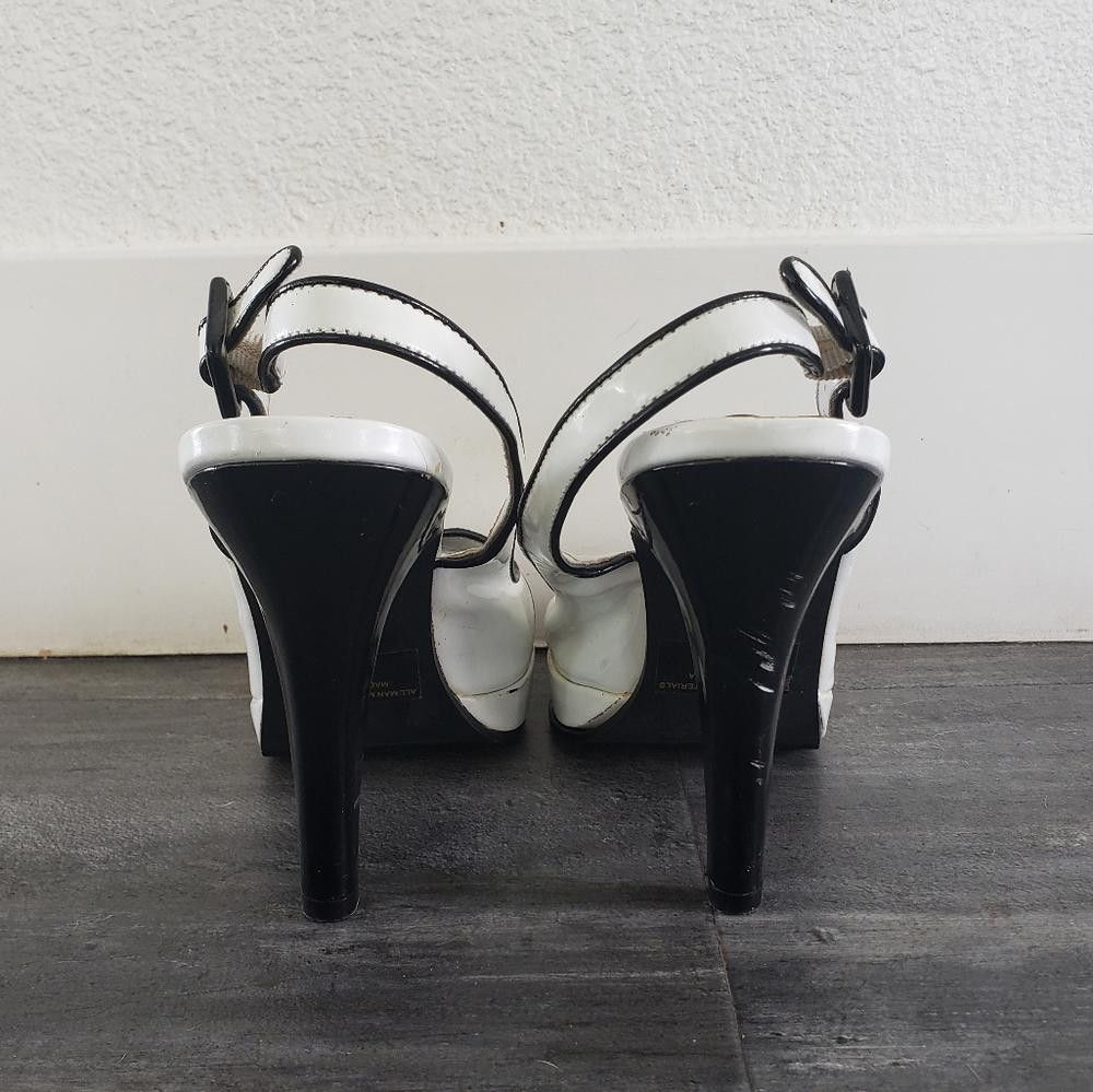 Designer White Black Detailed CR Heels Size US 6 / IT 36 - 4 Thumbnail