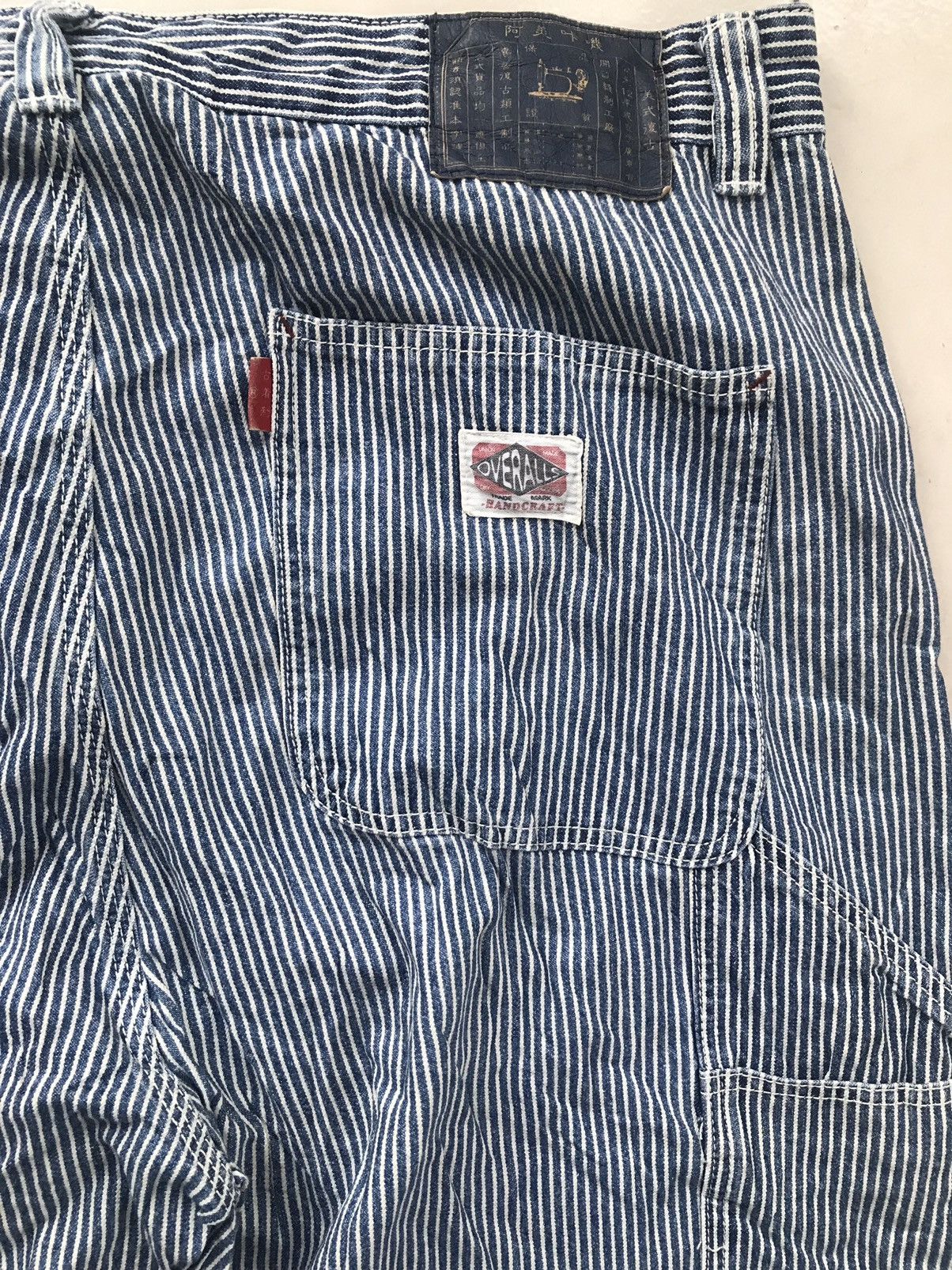 Japanese Brand Rough Overalls Stripe Workwear Jeans Size US 36 / EU 52 - 4 Thumbnail