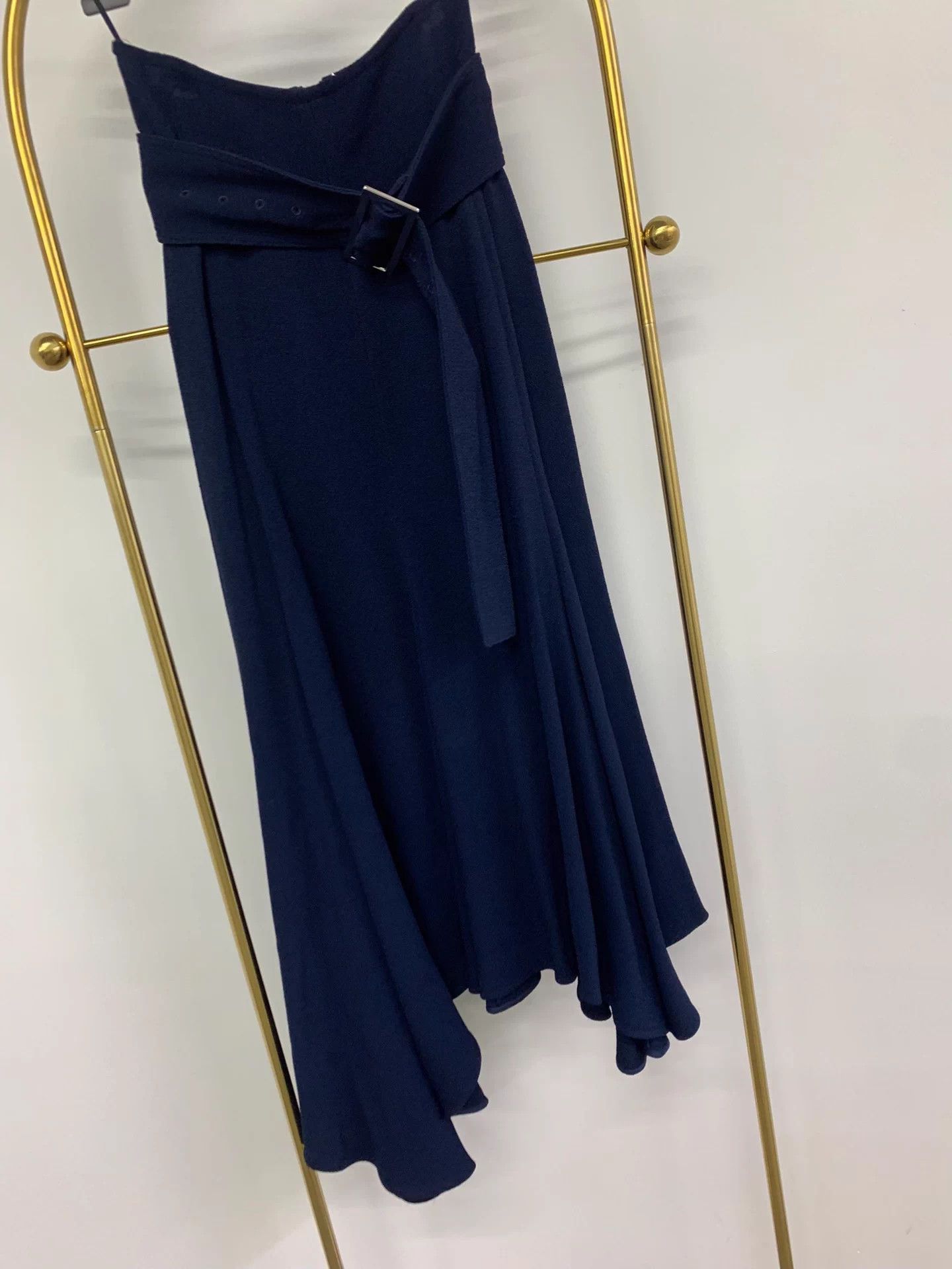 Celine Old Celine Navy High-Waisted Irregular Skirt 34 New Size 25" / US 0 / IT 36 - 2 Thumbnail
