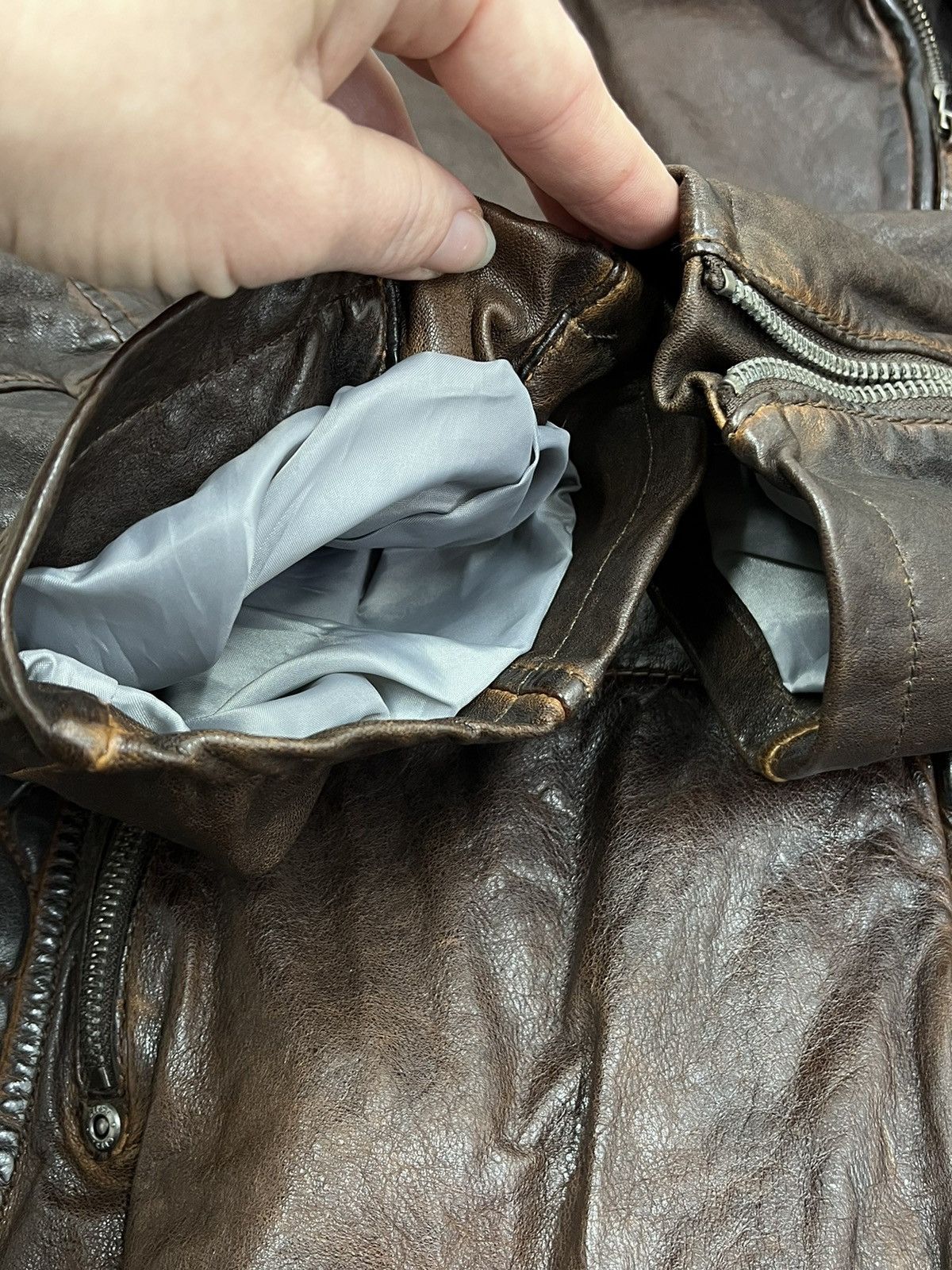 Gypsy Sheepskin Brown Leather Jacket Gipsy Distressed Size 6XL Size 4XL / US 24-26 - 11 Thumbnail