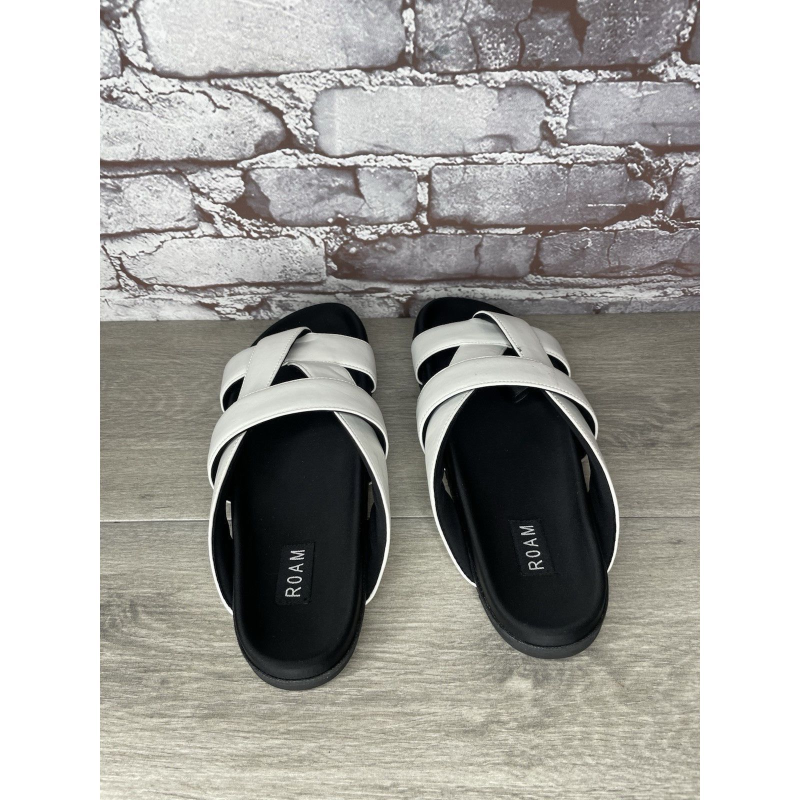 ROA Roam White Leather Ribbon Open Toe Straps Slides Sandals Wom Size US 10.5 / IT 40.5 - 6 Thumbnail