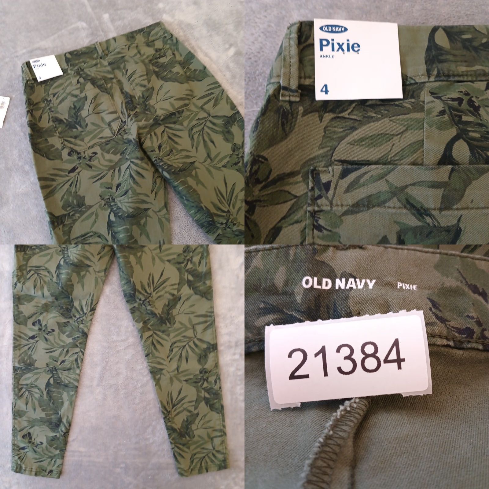 Old Navy Old Navy Pixie Pants Womens Size 4 Green Floral Cotton Blend Pockets Ankle Skinny Casual Regular 27 in Inseam Size 27" / US 4 / IT 40 - 8 Thumbnail