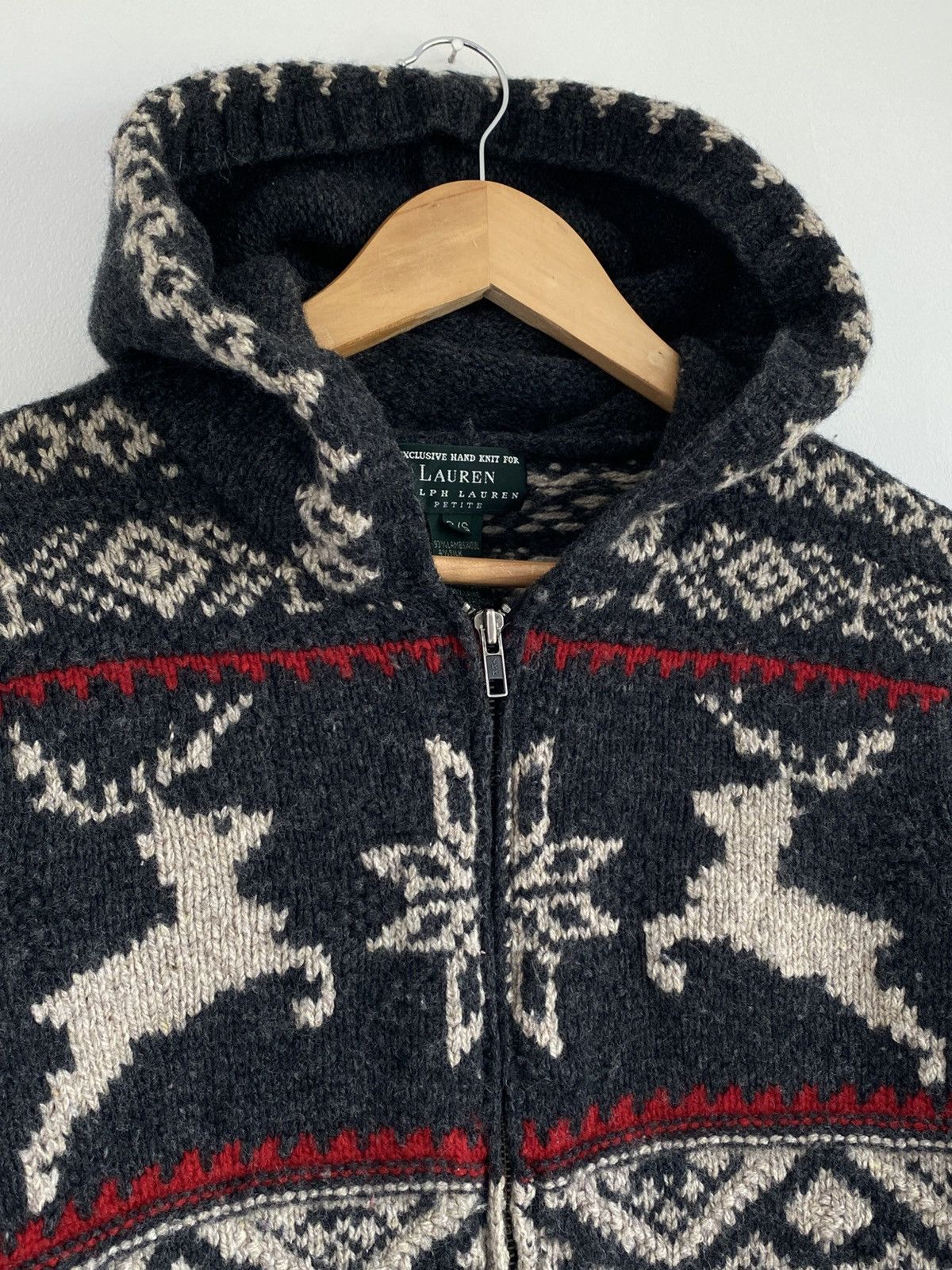 Polo Ralph Lauren × Vintage Vintage Ralph Lauren Wool Hand Knit Reindeer Zip Jacket Size US S / EU 44-46 / 1 - 3 Thumbnail