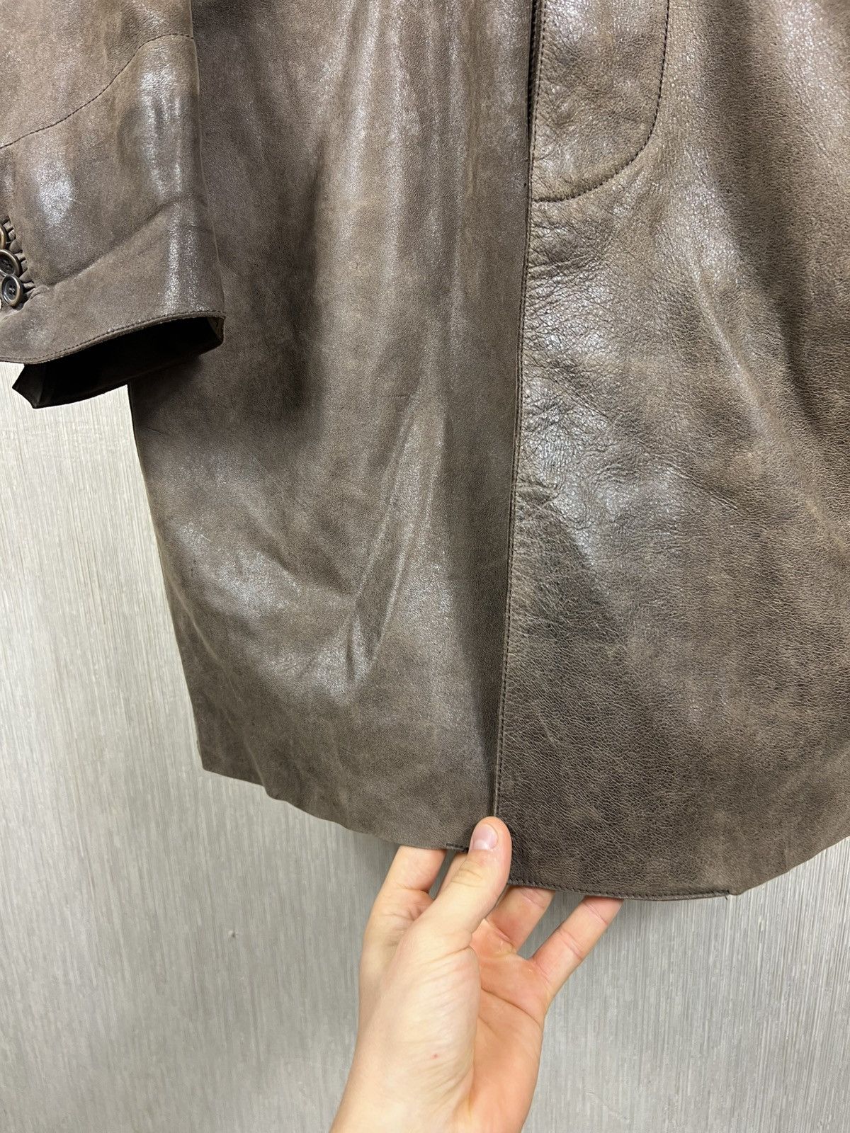Kenzo Vintage Kenzo leather long coat distressed jacket Size US XL / EU 56 / 4 - 12 Thumbnail