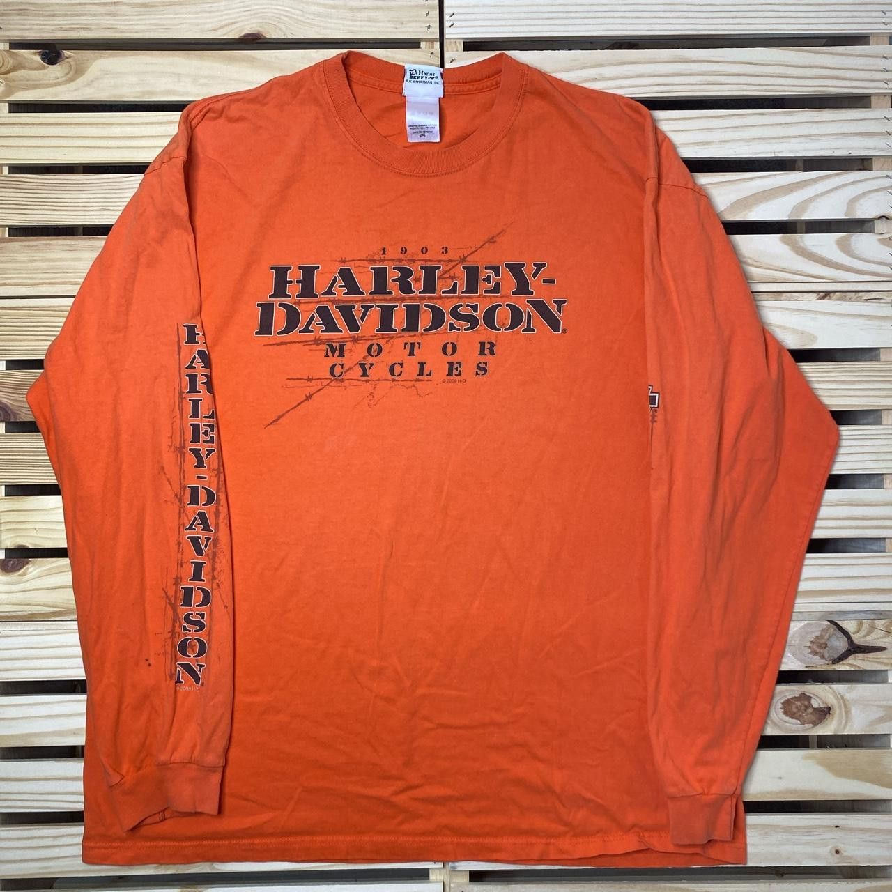 Harley Davidson Vintage Harley Davidson SD Orange Biker Tee Size 2XL Size US XXL / EU 58 / 5 - 2 Thumbnail