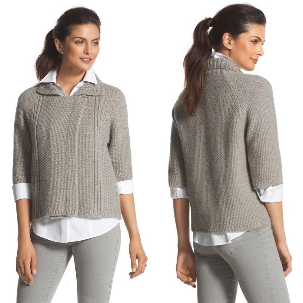 Chicos New Chico's Textured Jalena Wool Blend Grey Cardigan Size 0 Size S / US 4 / IT 40 - 1 Thumbnail