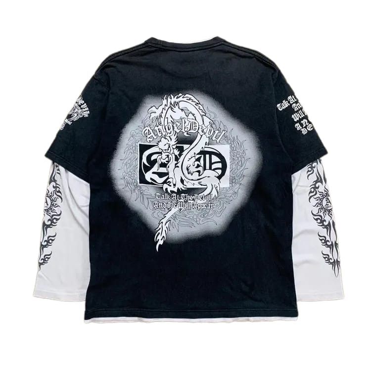 Japanese Brand Y2K Angel Devil Dragon Double Layerd Tee Size US L / EU 52-54 / 3 - 1 Thumbnail