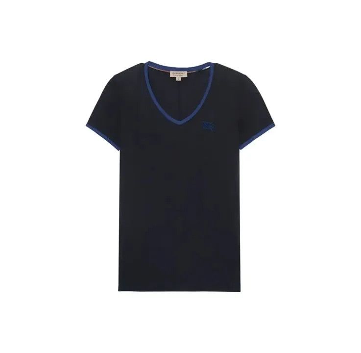 Burberry Logo Embroidered V-Neck T-Shirt 0079