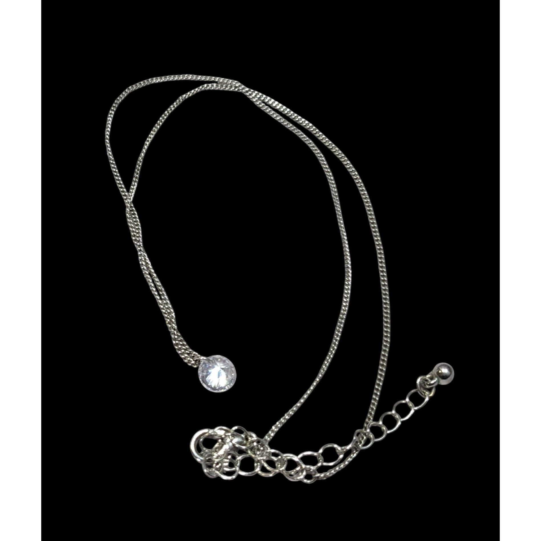 Other Minimalist Dainty Circular Cubic Zirconia Pendant On Silver Size ONE SIZE - 2 Thumbnail