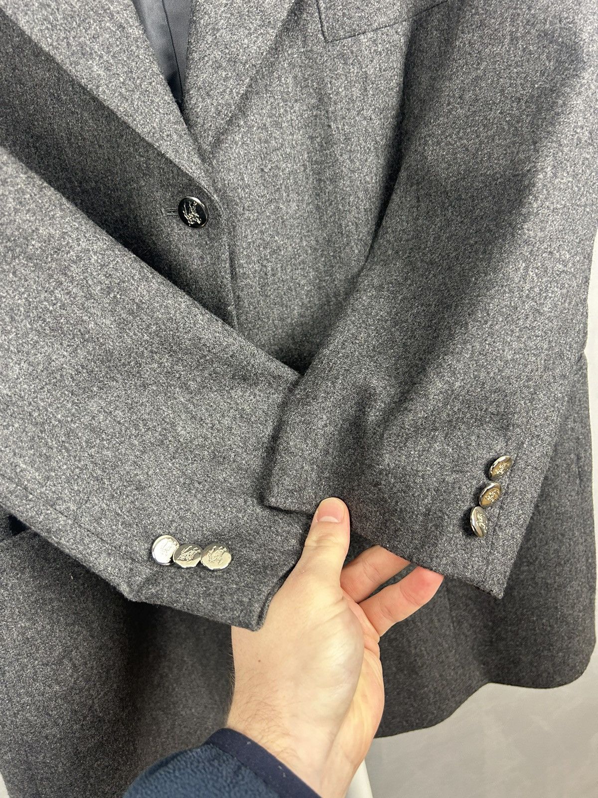 Burberry Burberry Women’s Grey Wool Blazer Made in England Vintage Size L / US 10 / IT 46 - 4 Thumbnail