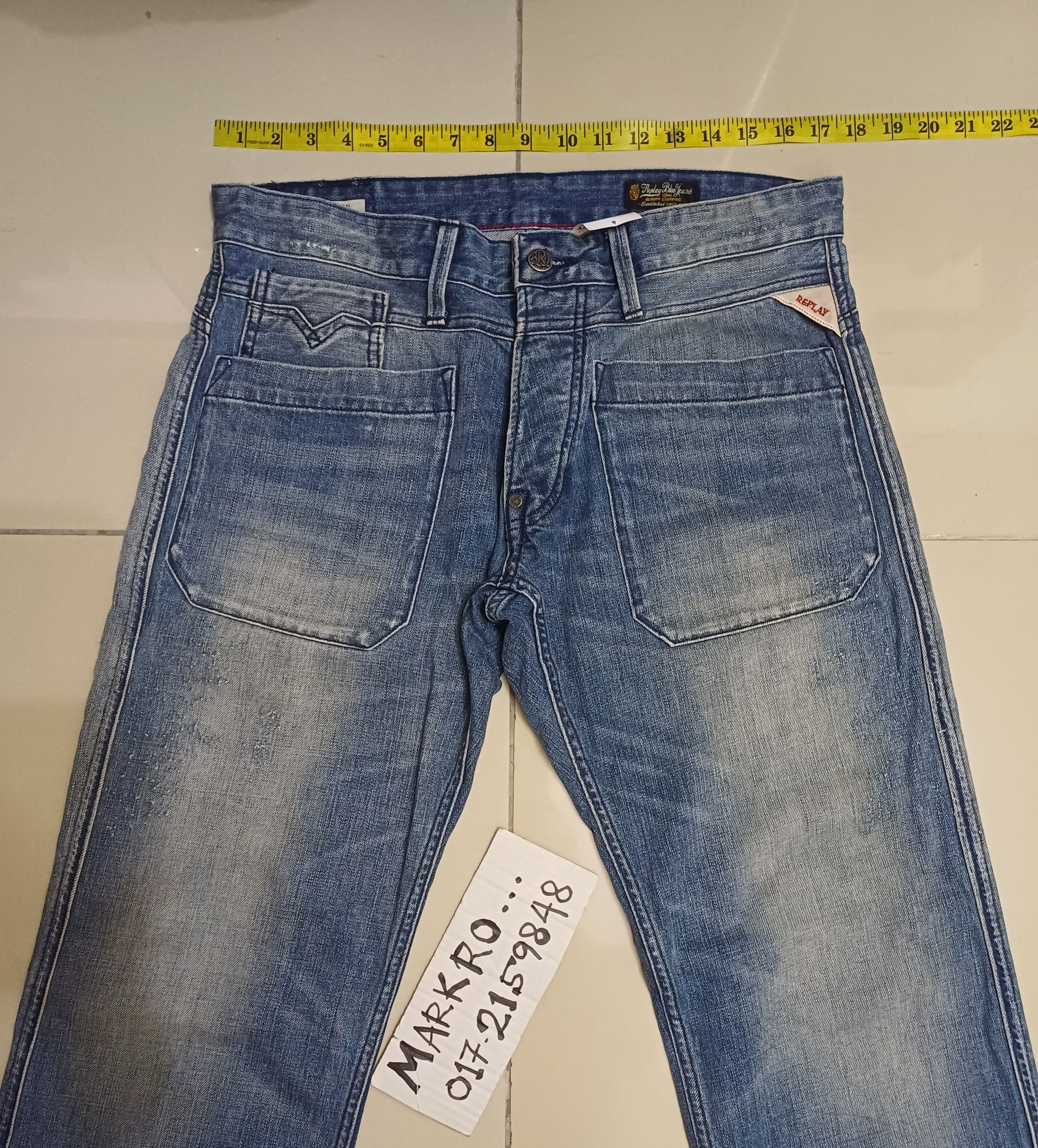 Replay Crazy Distressed Replay .. buttonfly jeans Size US 33 - 3 Thumbnail