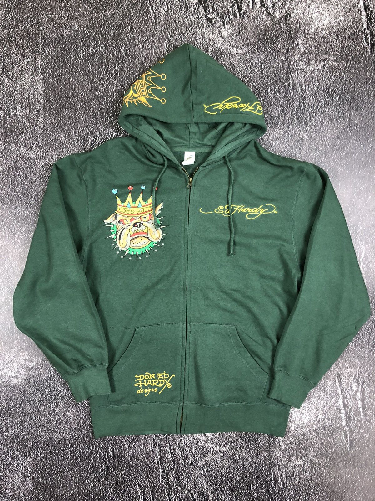 image of Ed Hardy Zip Hoodie in Green, Men's (Size XL)