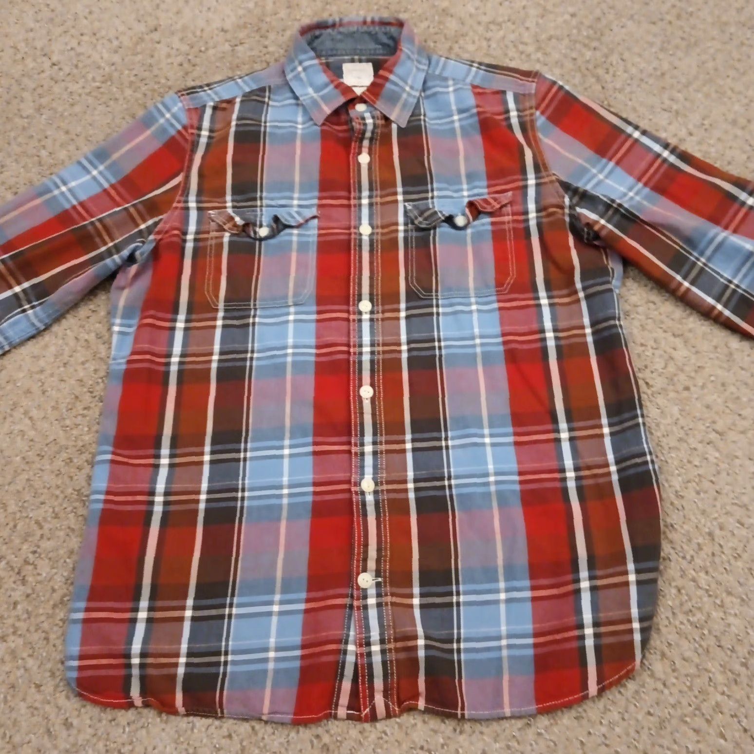 Gap Gap Shirt Mens Medium Red Blue Plaid Long Sleeve Button Up Pockets Cotton Size US M / EU 48-50 / 2 - 5 Thumbnail