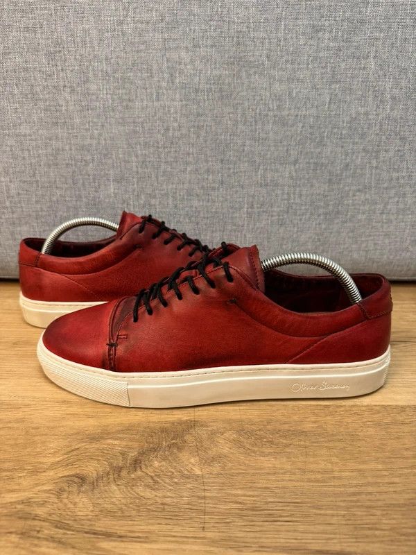 Oliver Sweeney Oliver Sweeney Grandola Dark Red Leather Low Top Sneakers 42 Size US 9 / EU 42 - 2 Thumbnail