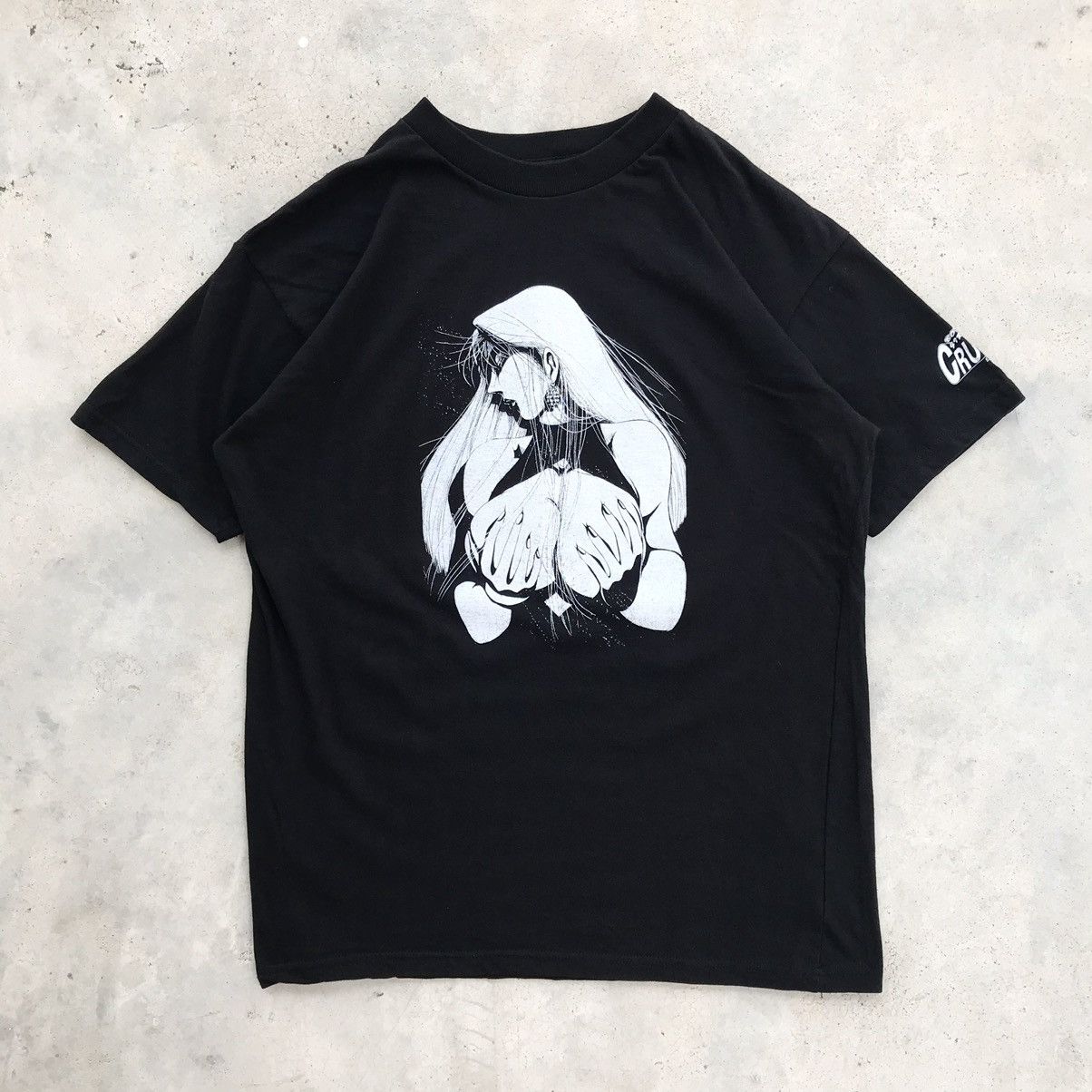 image of Anima x Hook Ups 2000's Anime Manga Bomber Girl Crush Xxx Waifu T-Shirt in Black, Men's (Size Large