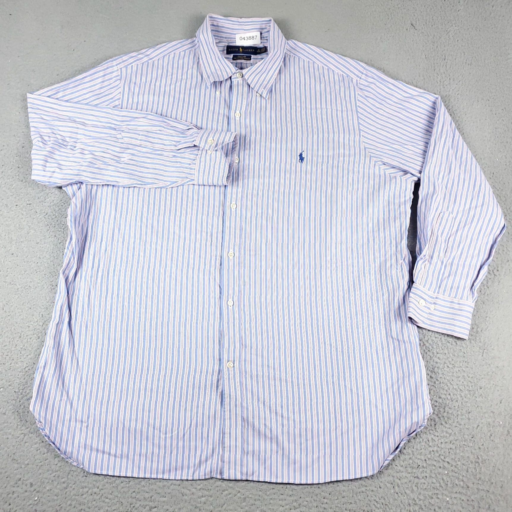 Ralph Lauren Ralph Lauren Dress Shirt Mens 18 Blue Striped Long Sleeve Button Up Size 48R - 3 Thumbnail