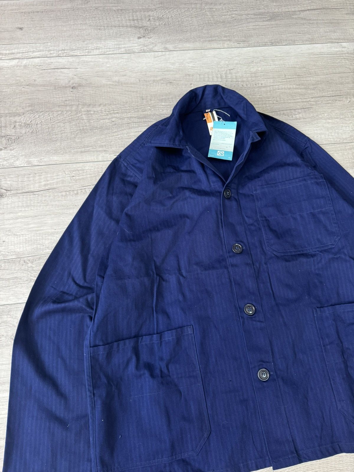 Vintage Vintage 70s French Workwear Men's Stripped Blue Chore Jacket Size US L / EU 52-54 / 3 - 2 Thumbnail