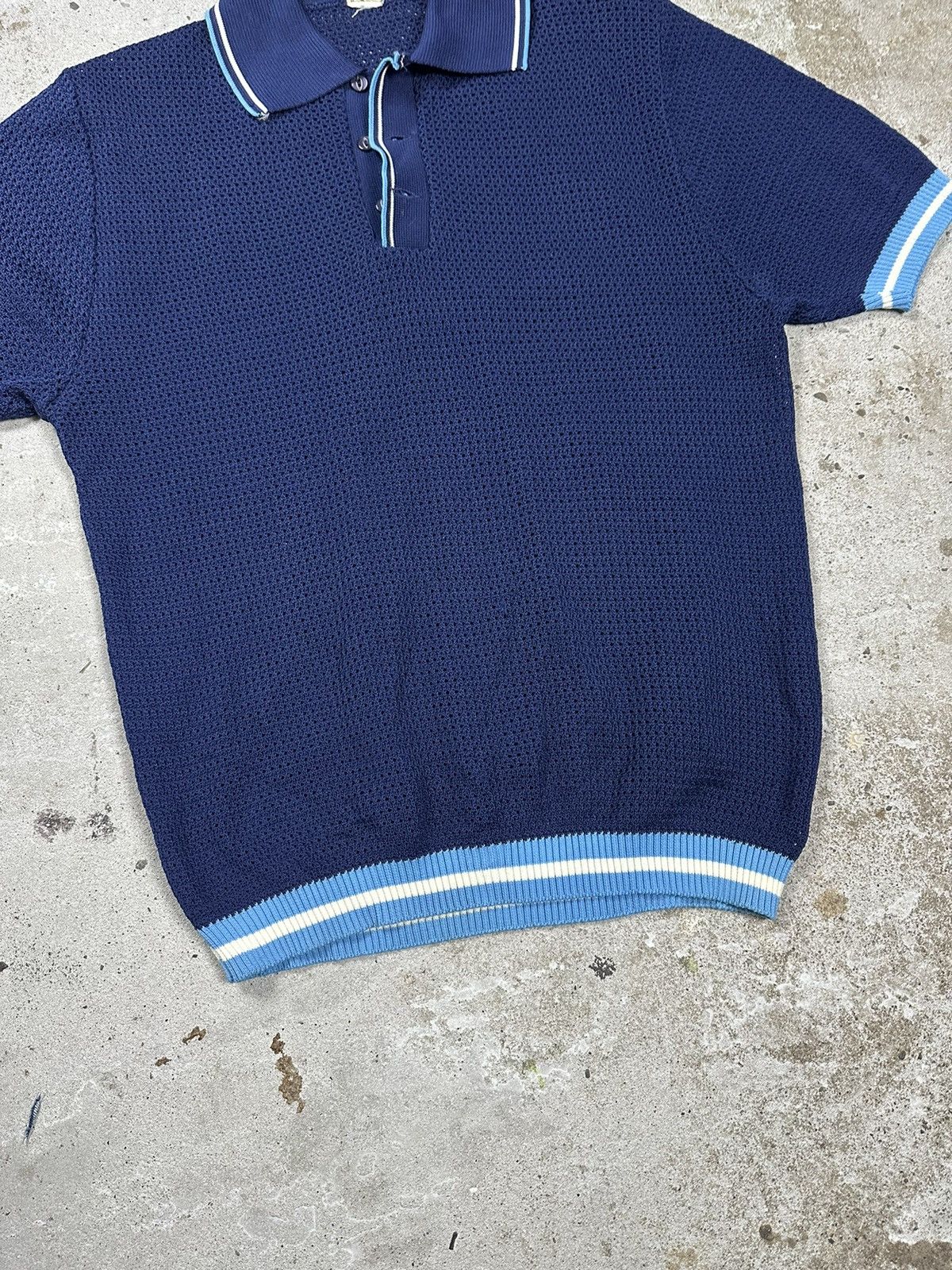 Japanese Brand × Vintage Vintage 90s Old Money Style Short Sleeve Mesh Polo Sweater Size US M / EU 48-50 / 2 - 3 Thumbnail