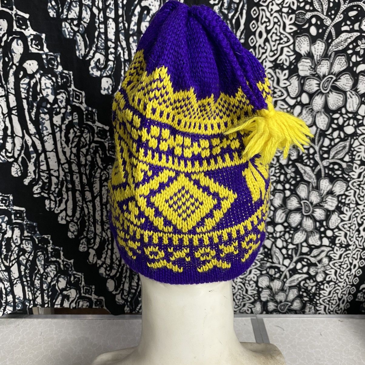 Japanese Brand × Vintage 2000s y2k smiley navajo usa made pom beanie hats Size ONE SIZE - 2 Thumbnail