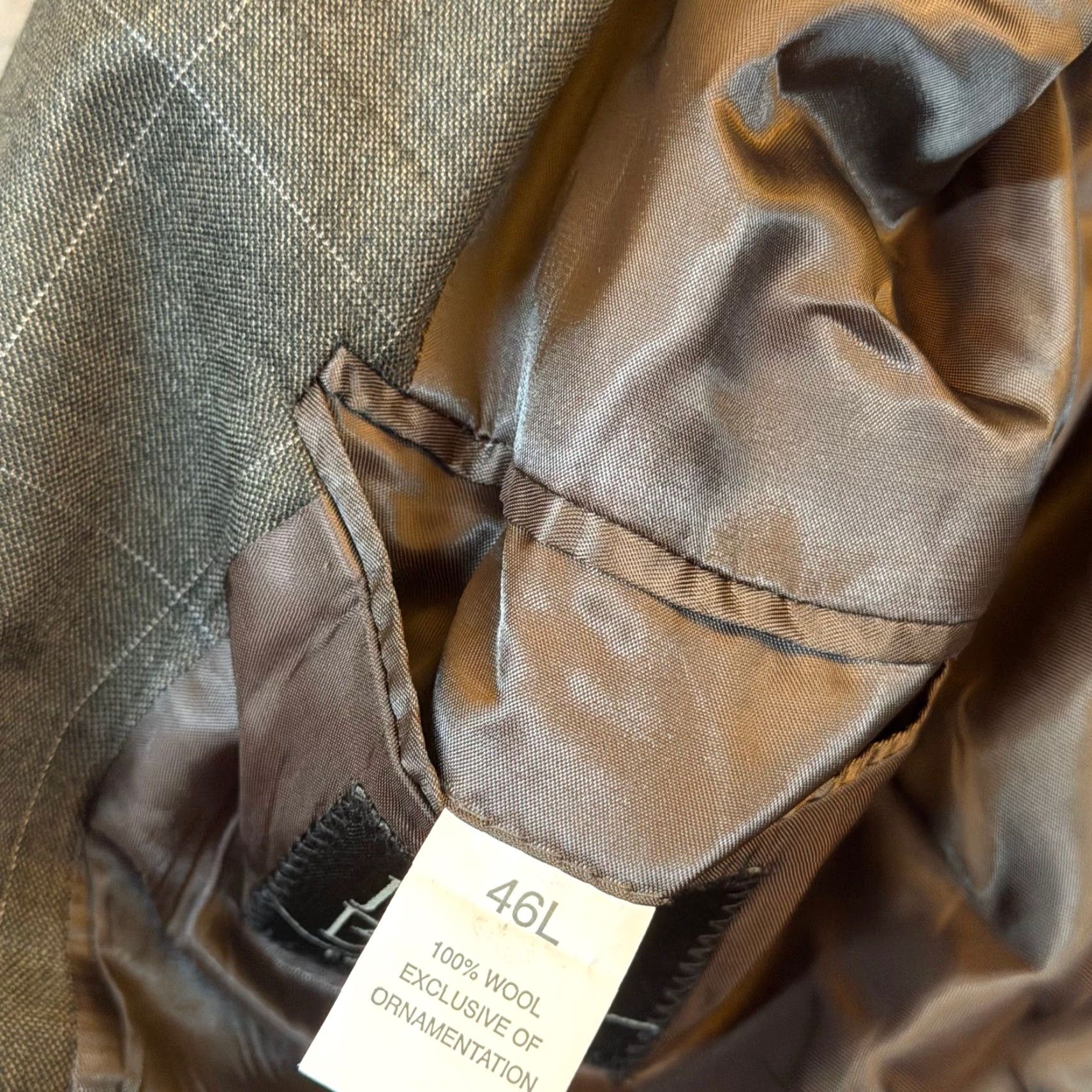 Jos. A. Bank Jos. A. Bank Grey Windowpane Two Button Blazer Sport Coat Wool Mens 46L Size 46R - 3 Thumbnail