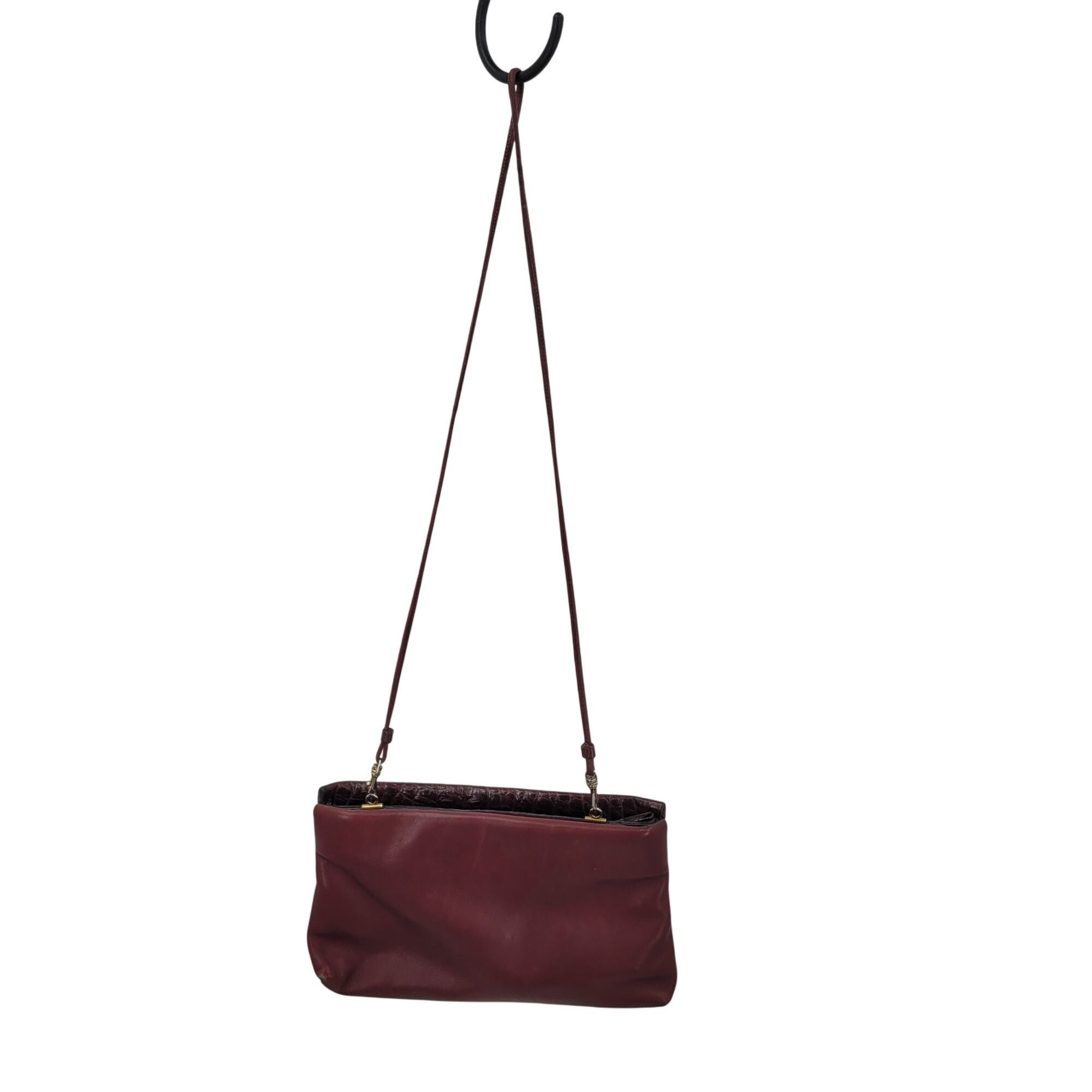 Etienne Aigner Vtg Oxblood Burgundy Wine Leather Embossed Croc Convertible Size ONE SIZE - 4 Thumbnail