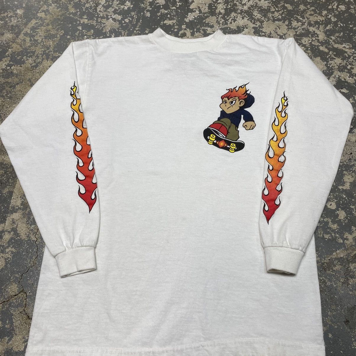 JNCO × Shorty's Skateboards × Vintage Vintage Skateboard Flameboy Flame Sleeve Long Sleeve Tshirt Size US S / EU 44-46 / 1 - 3 Thumbnail