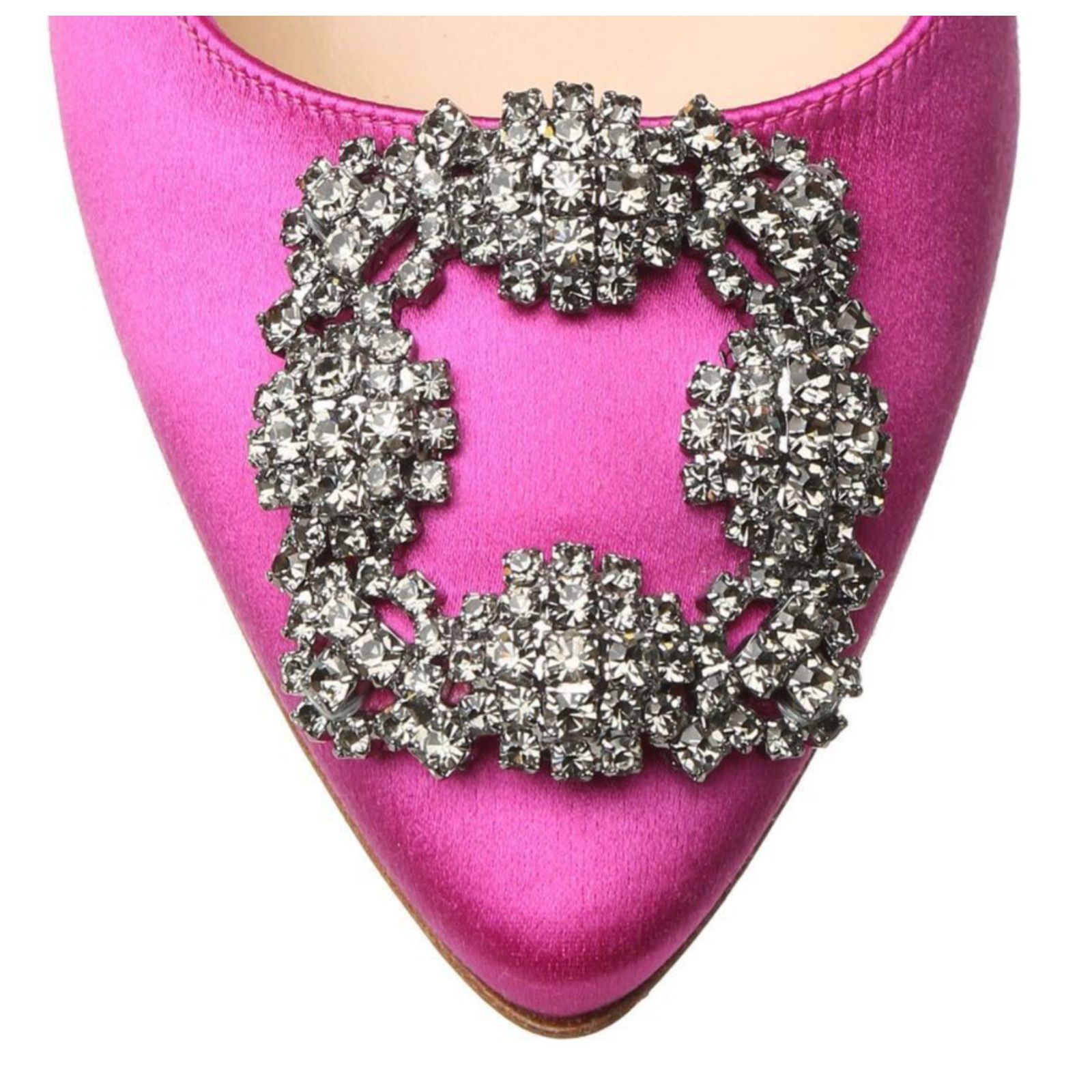 Manolo Blahnik Hangisi 105 Satin Crystal Jewel Buckle Heel Pump 38 Size US 8 / IT 38 - 7 Thumbnail