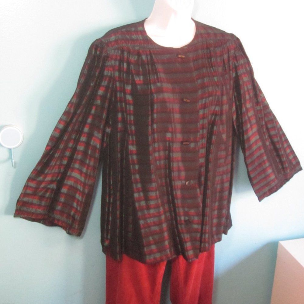 Vintage Vintage Silk Striped Shirt / Jacket - Fits Size L Size L / US 10 / IT 46 - 4 Thumbnail