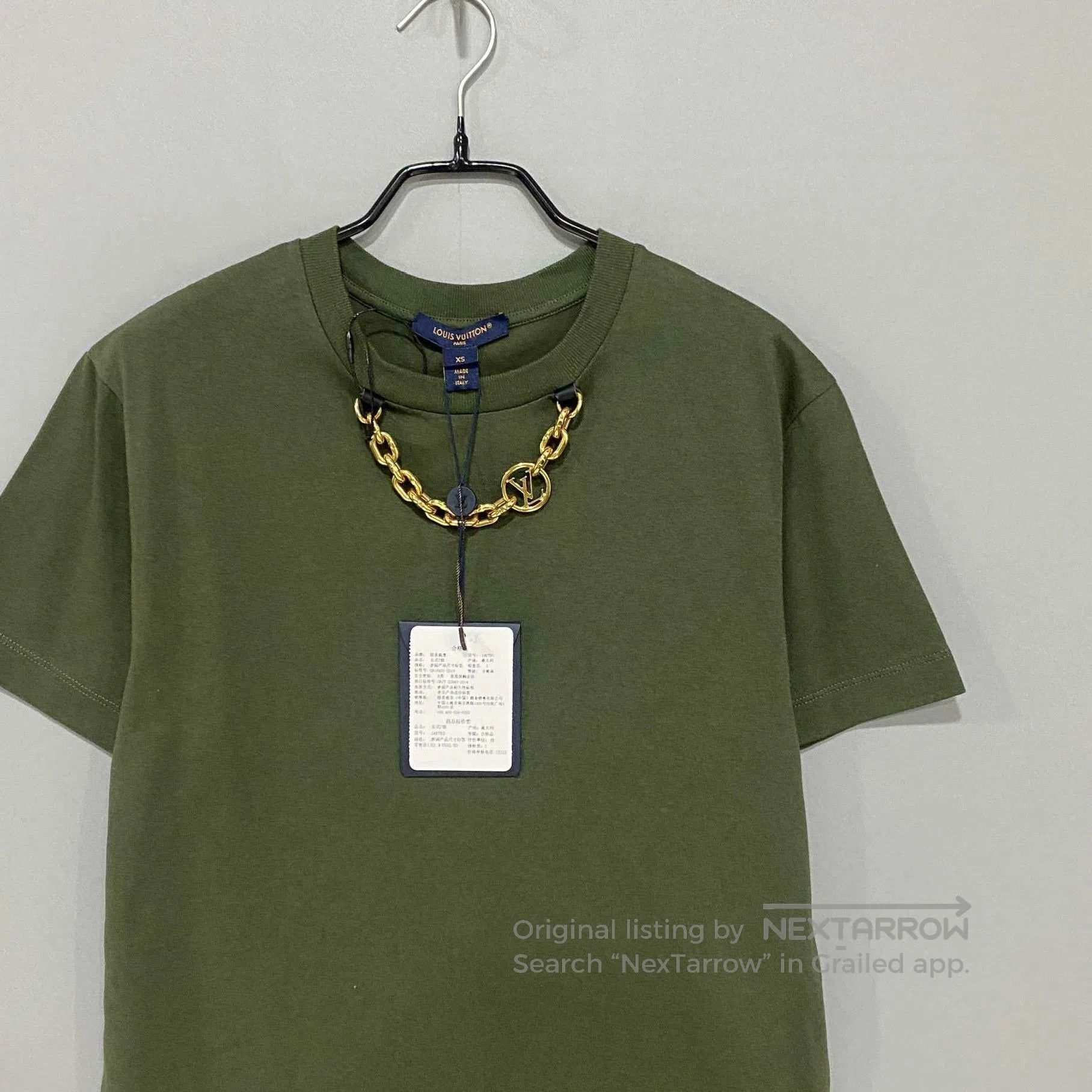 Louis Vuitton Louis Vuitton Dark Green Chain Logo Tee. Size XS / US 0-2 / IT 36-38 - 2 Thumbnail