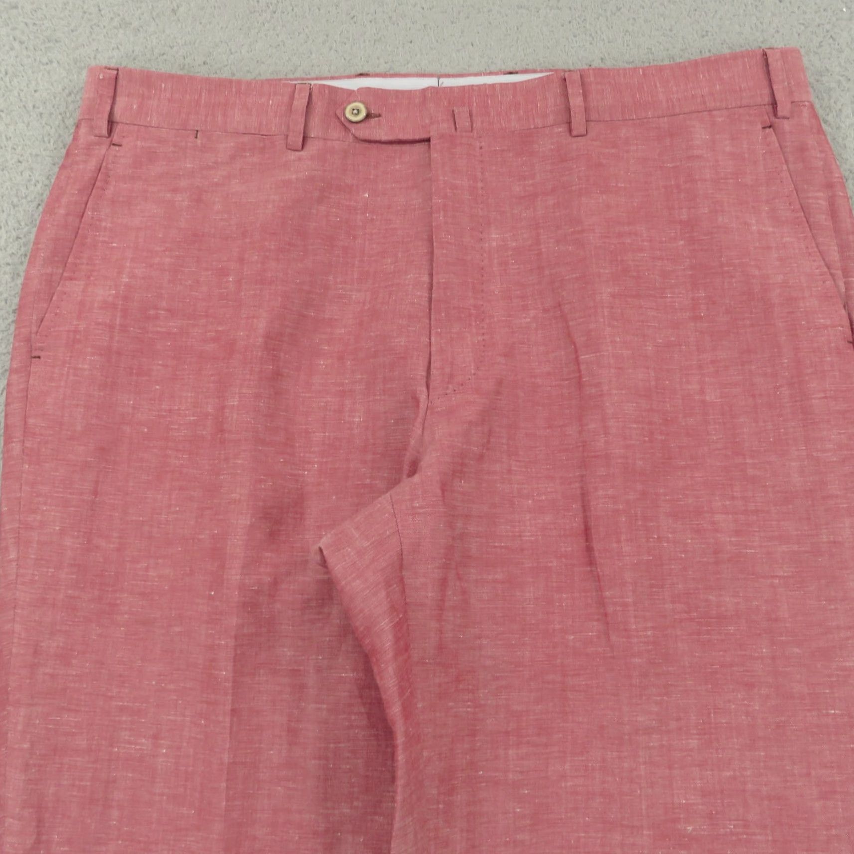 Peter Millar Peter Millar Pants Men 40x26 Red Linen Wool Flat Front Trousers VBC Golf Slacks Dress Pants Wide-Leg 5-Pocket Inseam 26" Regular Mens Size US 40 / EU 56 - 5 Thumbnail