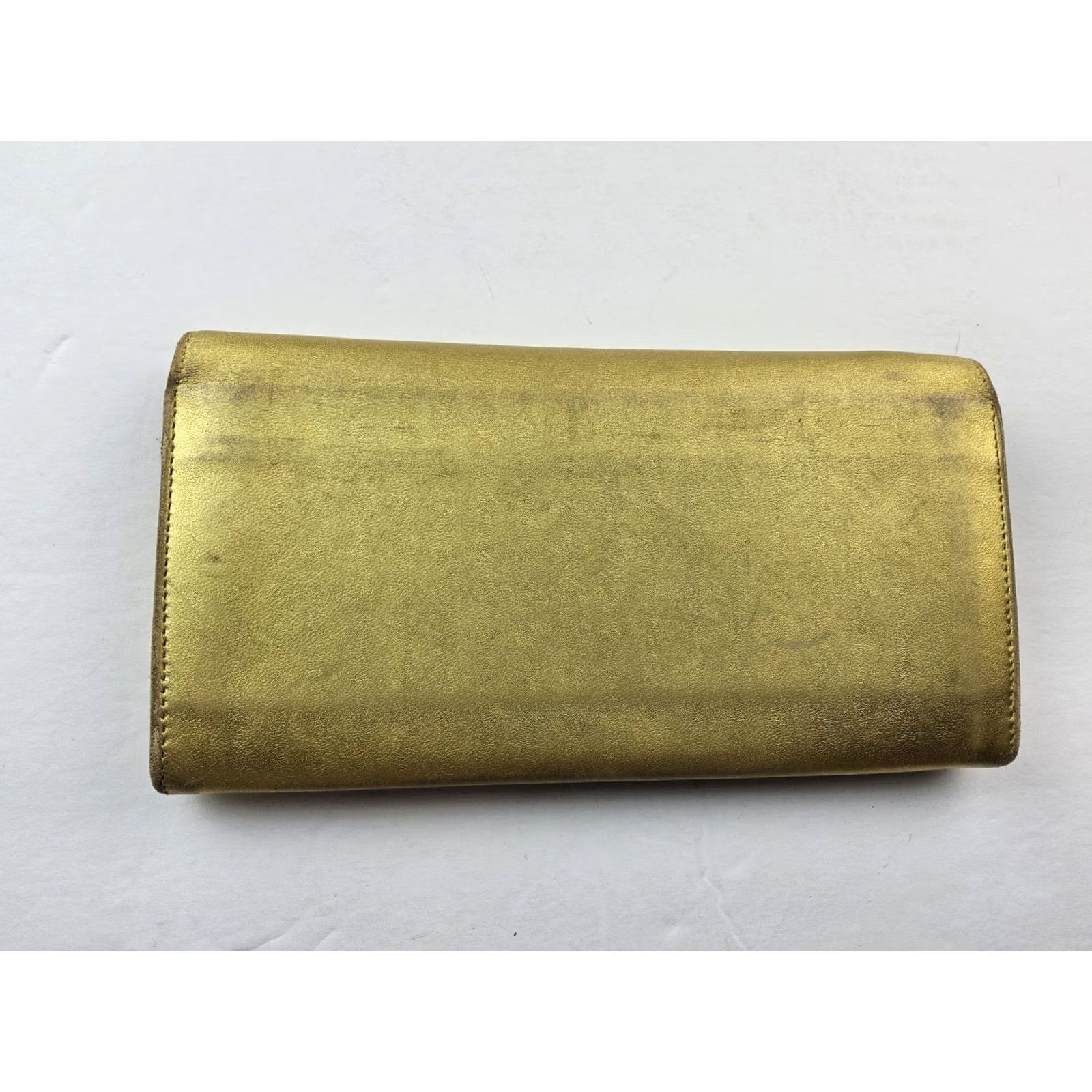 Loewe LOEWE Wallet Metal Gold Leather Snap Full Size Long Wallet Women Gold Leather Snap Wallet Size ONE SIZE - 2 Thumbnail