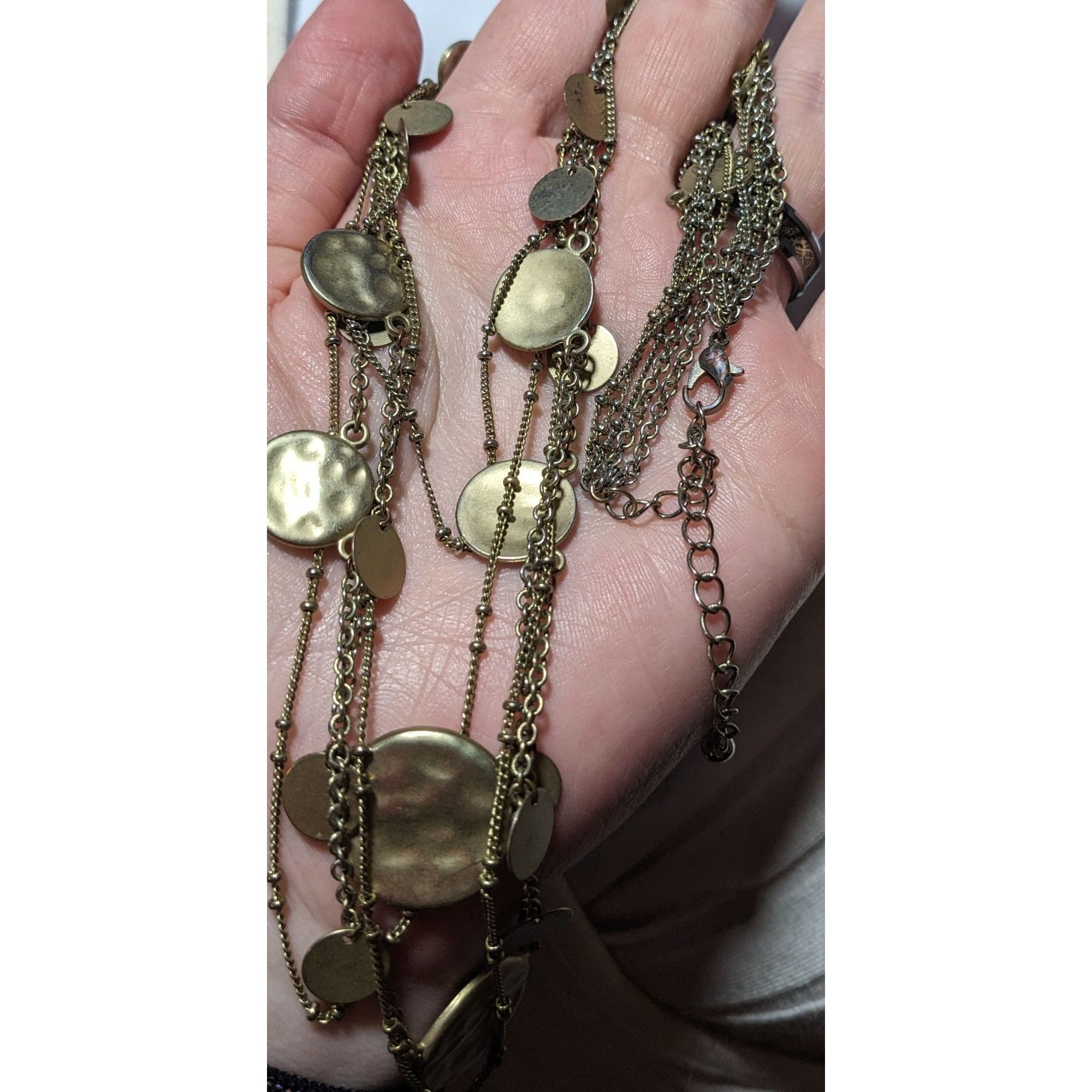 Other Gold Tone Multilayer Hammered Disc Chain Necklace Size ONE SIZE - 4 Thumbnail