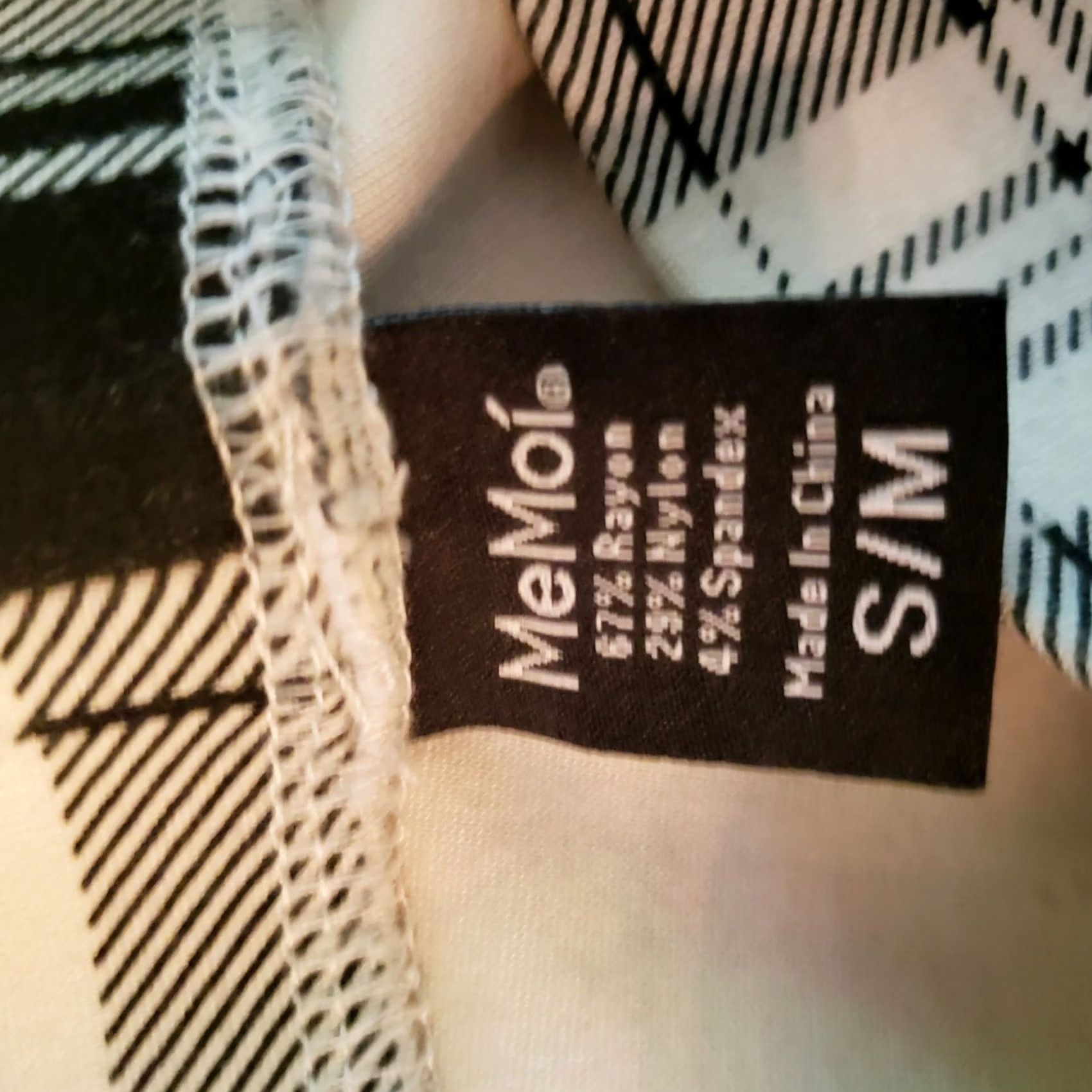 Vintage MeMoi Women's Leggings Pants S/M Black White Plaid Shaping Stretch Size 28" / US 6 / IT 42 - 7 Thumbnail