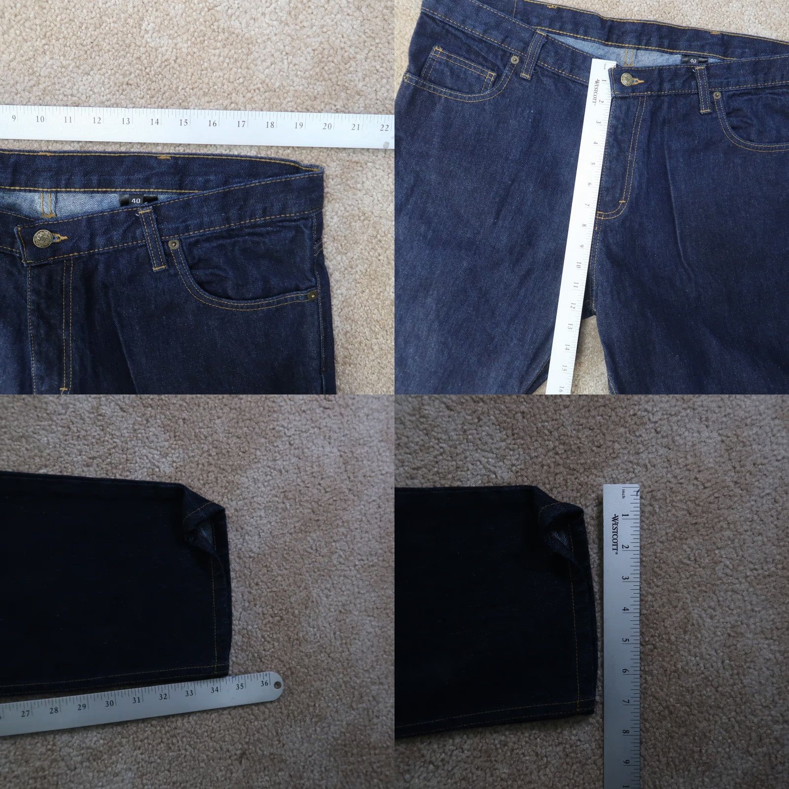 Denime Dearborn Denim Jeans Men 40x34 Blue Wash Straight Leg Stretch Denim 5-Pocket Regular Mens, USA Size US 40 / EU 56 - 8 Thumbnail