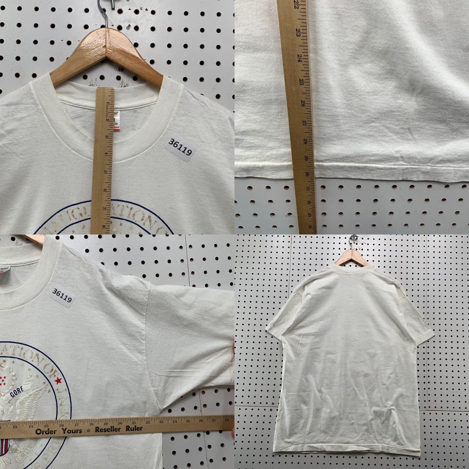 Fruit Of The Loom VINTAGE Bill Clinton USA Inauguration Shirt Mens XL White 1993 90s USA 23x30.5 Crew Neck Short Sleeve Fruit of the Loom T-Shirt} Size US XL / EU 56 / 4 - 8 Thumbnail