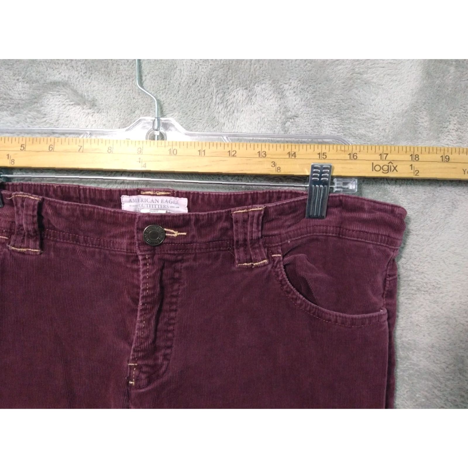 American Eagle Outfitters VINTAGE American Eagle Outfitters Pants Womens 12 Red Corduroy Flare Mid Rise Stretch 90s Size 34" / US 12 / IT 48 - 3 Thumbnail