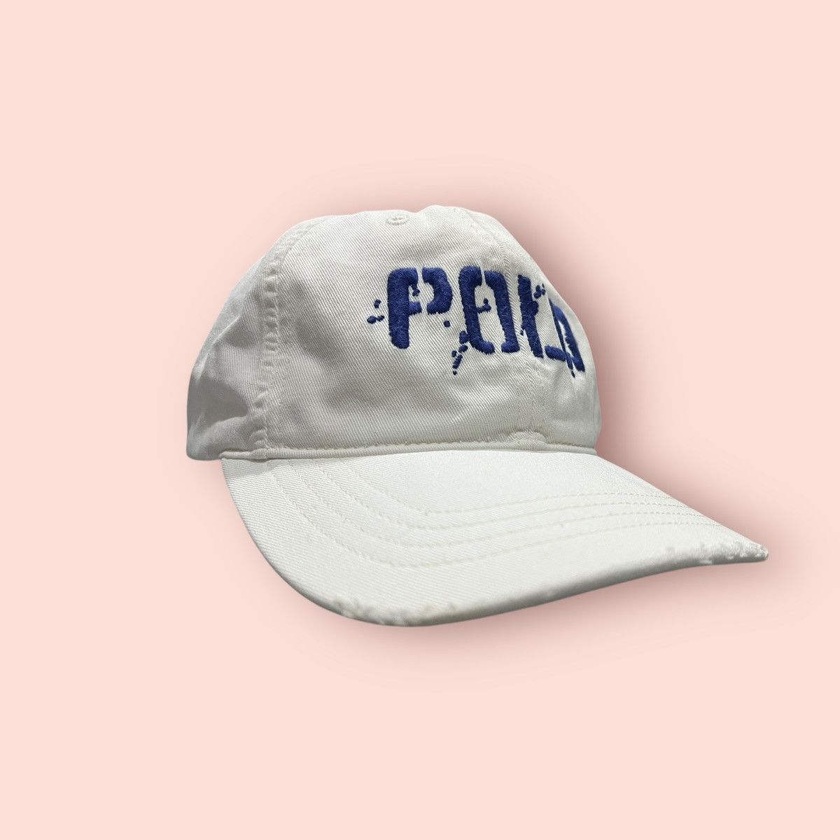 Polo Ralph Lauren × Ralph Lauren × Vintage VINTAGE POLO SPELL OUT DISTRESSED VISOR STRAPBACK CAP Size ONE SIZE - 10 Thumbnail
