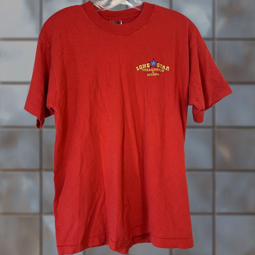 Fruit Of The Loom VINTAGE Lone Star Steakhouse & Saloon Shirt Men’s Large Red Single Stitch 90s T Size US L / EU 52-54 / 3 - 1 Thumbnail
