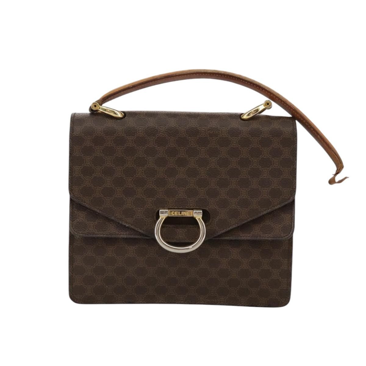 Celine CELINE Macadam Canvas Hand Bag Pvc Leather Brown Size ONE SIZE - 13 Thumbnail