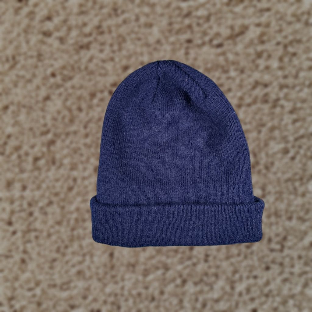 Vintage Beanie Toque Adult One Size Blue Knit 100% Acrylic Stretch Snow Ski Hat Womens Beanie Knit Blue Size ONE SIZE - 1 Thumbnail