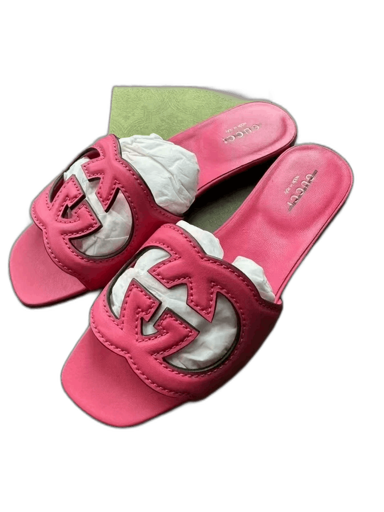 Gucci Pink Double G Slide Sandals-2505