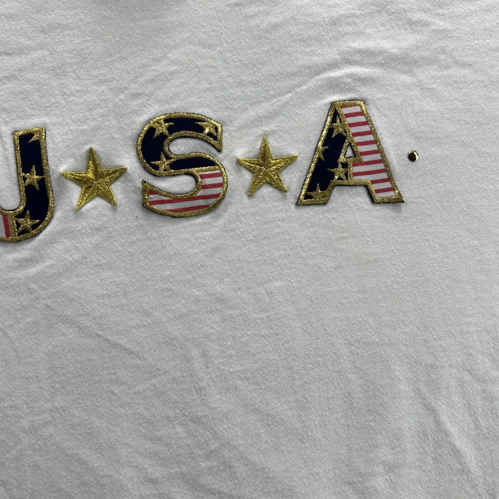 Vintage VINTAGE USA Shirt Mens Large White American Flag Embroidered Patriotic Tee 90s Size US L / EU 52-54 / 3 - 6 Thumbnail