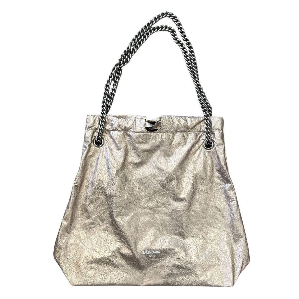 Balenciaga BALENCIAGA Crush Small Chain Shoulder Bag Metallic Silver Size ONE SIZE - 1 Thumbnail