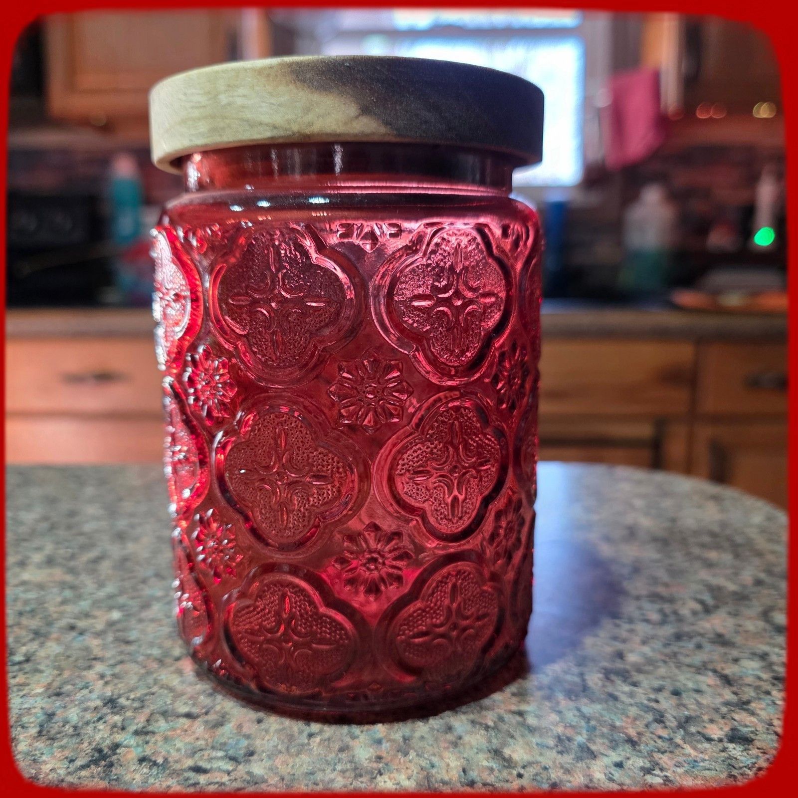 Other Textured Colored Glass Jar Airtight Wooden Lid, 24 Fl Oz Con Size ONE SIZE - 2 Thumbnail