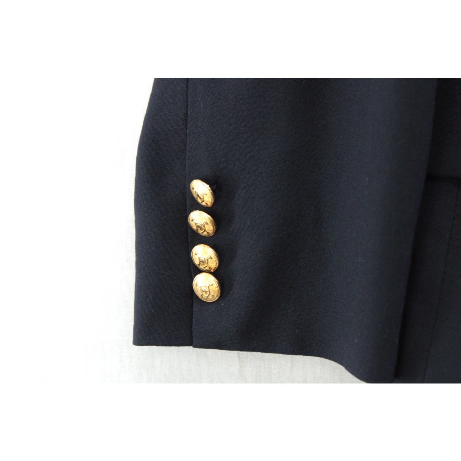 Chaps Chaps Sports Coat Blazer Mens 46L Blue Wool Cashmere Gold Tone Buttons Ivy League Front Two-Button Notch Lapel Vintage-Style Jacket? Size 46R - 3 Thumbnail