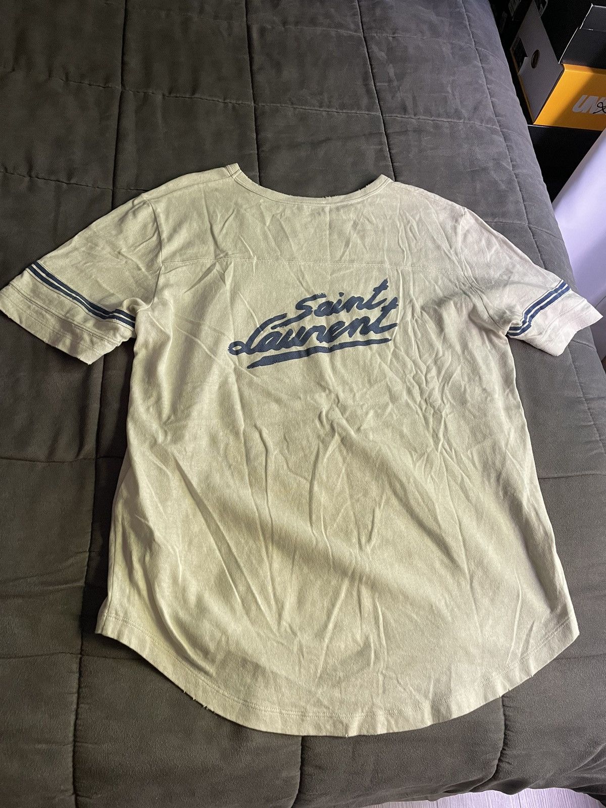 Saint Laurent 50s Signature Logo Ecru T Shirt