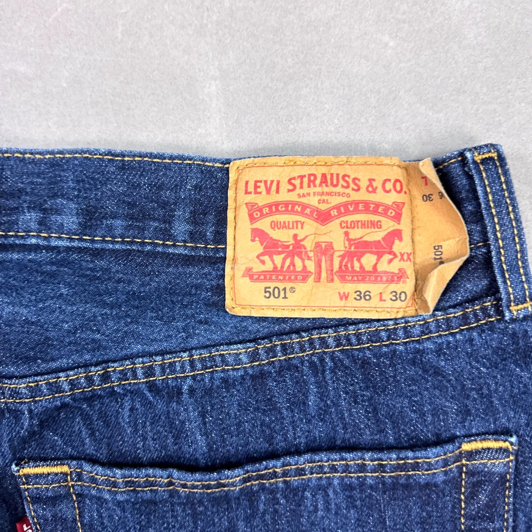 Levi's Levi's 501 Jeans Mens 36x30 Blue Button Fly Pant Distressed Dark Workwear Denim Straight Jeans Men 501 Series 36 30 Blue Pants Mens Size US 36 / EU 52 - 7 Thumbnail