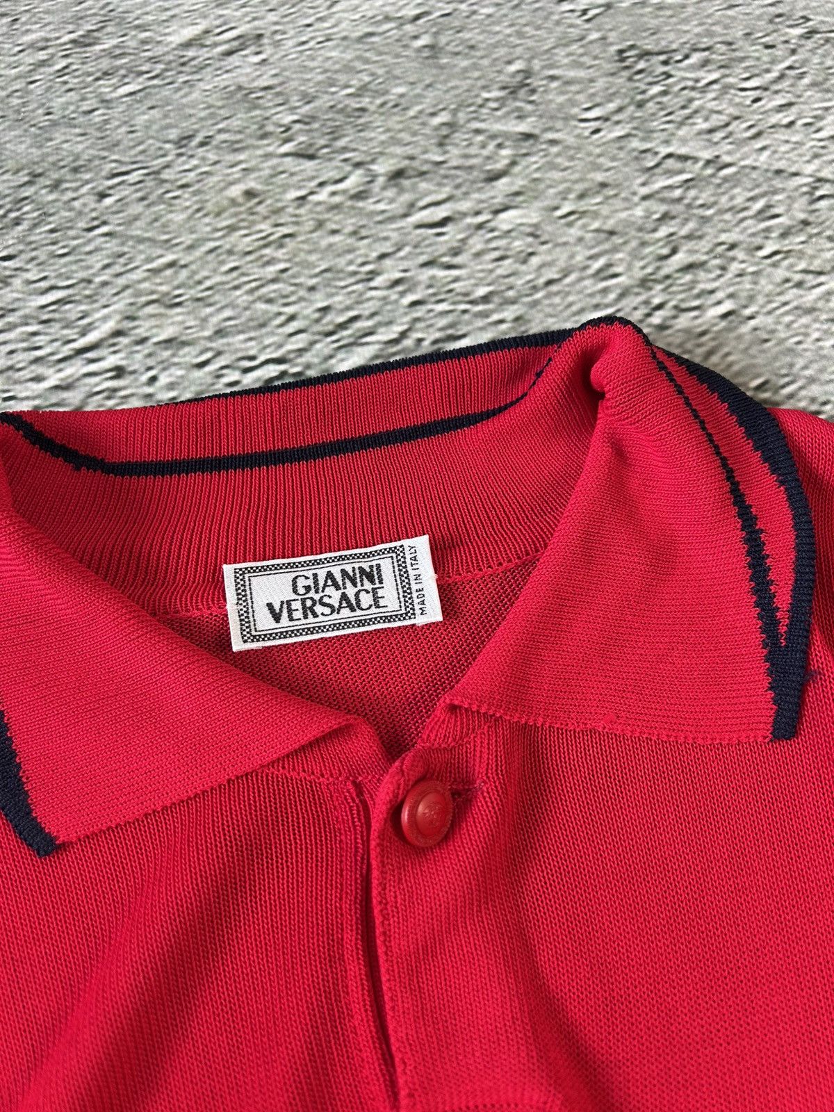 Versace × Vintage Gianni Versace mesh polo t-shirt red vintage Size US M / EU 48-50 / 2 - 2 Thumbnail