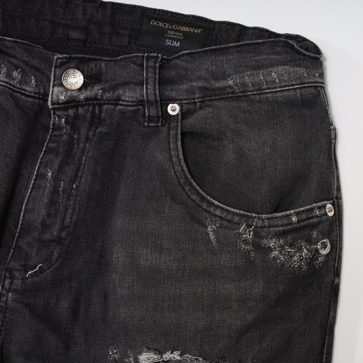 Dolce & Gabbana Dolce Gabbana Slim Grey Denim Jeans Distressed Size US 34 / EU 50 - 11 Thumbnail
