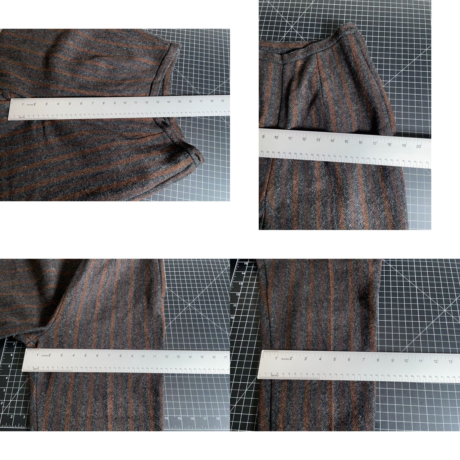 Vintage VINTAGE Wool Stripe Pants Women's XS High Rise 70s Gray Charcoal Herringbone Burnt Orange Slacks Size 26" / US 2 / IT 38 - 8 Thumbnail